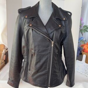 Harley-Davidson Women’s Moto Black Leather Biker Jacket Zip Out Lining Size XL